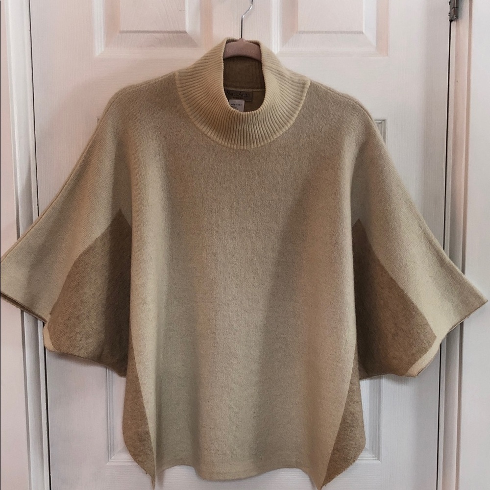 Note di Anita Italian Wool Cashmere Blend Cape Sweater One Size